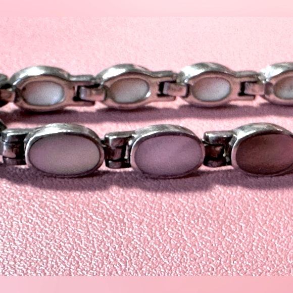 Vintage 925 Sterling silver and polished stones bracelet - Picture 5 of 5